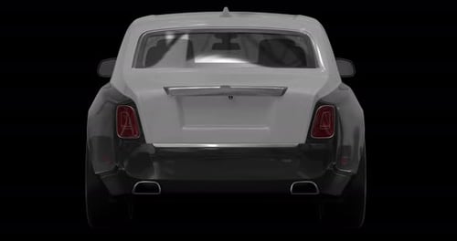 Luxury Car 3D Model Rotation on Black Background