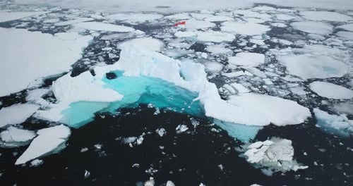 Arctic Ocean Ice Icebergs Melt in Cold Blue Water