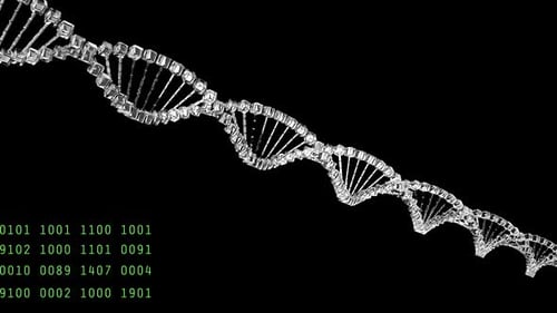 Crystal DNA double helix structure with binary code