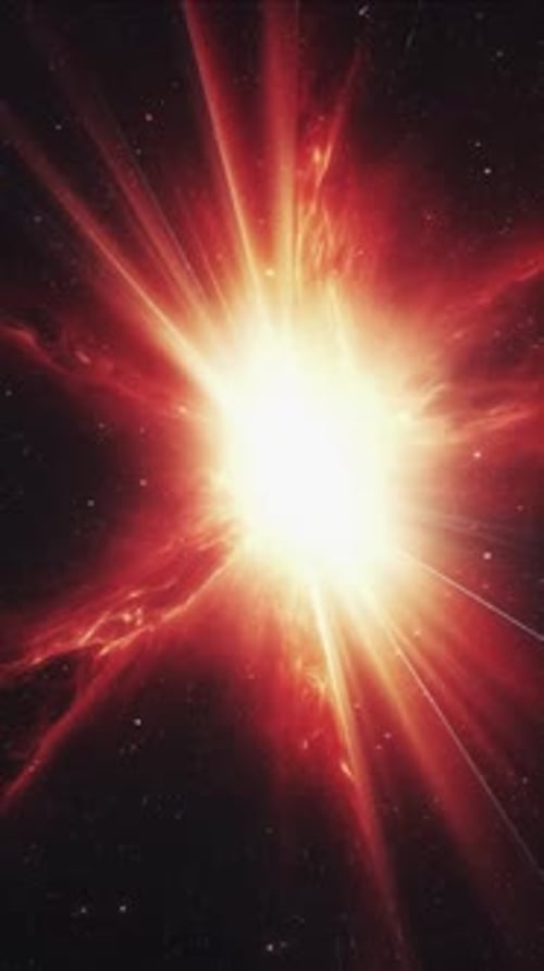 Stunning Cosmic Explosion with Vibrant Light in Deep Space at Nighttime