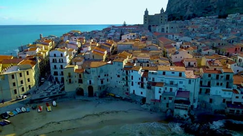 Cefalu Sicily Sunset at the Beach of Cefalu Sicilia Italy