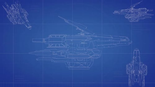 Illustration du plan d'un vaisseau spatial futuriste