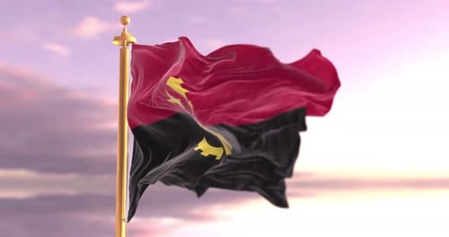 Photorealistic Waving Flag on Golden Pole Animation