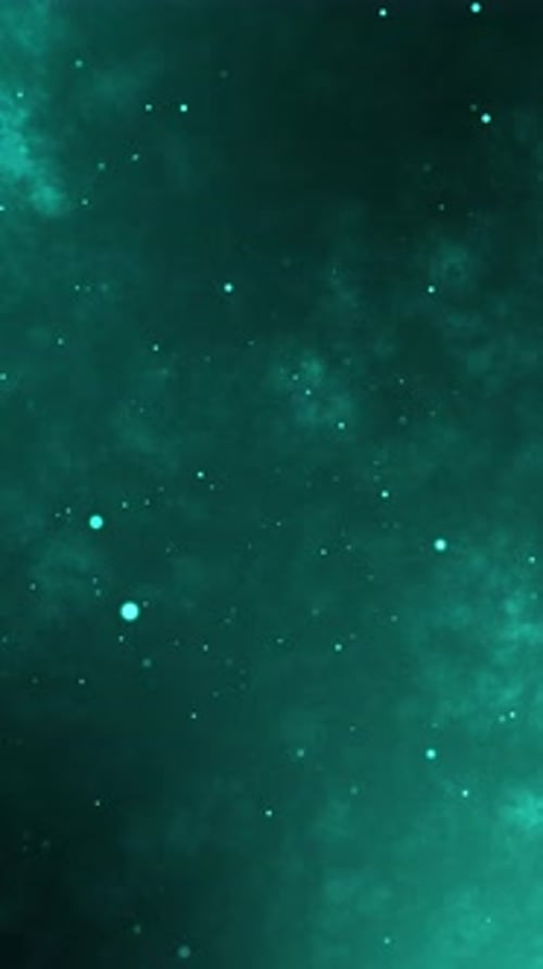 Blue neon background with shiny chaotic flying particles Vertical video