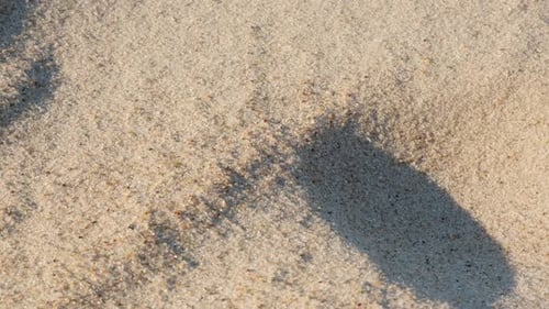 Powder Flowing As Sand Closeup Gusty Wind Blowing Sand Over Sand Dune Closeup Sand Moved By the Wind