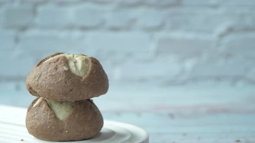Stack of Fresh Bread Rolls Close Up