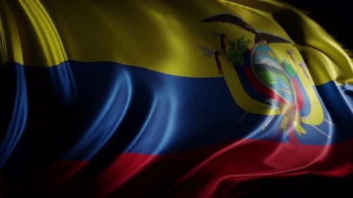 Realistic Waving Flag of Ecuador with Dynamic Fabric Motion