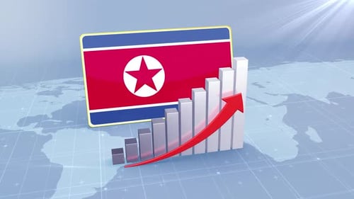 North Korea Economic Growth Bar Chart Graph Rising Red Arrow