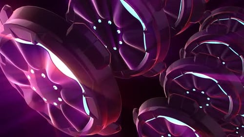 Futuristic Looping Tunnel of Glowing Tech Shapes