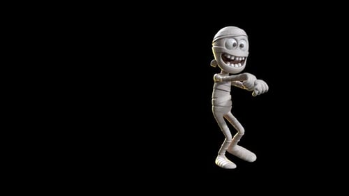 3D Cartoon Mummy Walking Loop For Halloween Content