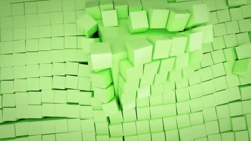 Grüne Würfelwand zerbrochen