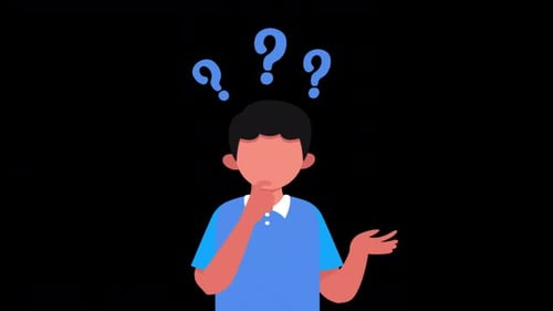 Animated Person Pondering with Question Marks