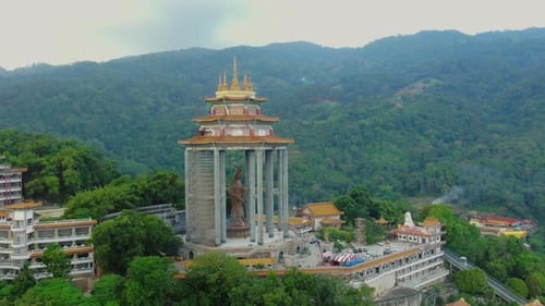 Drone Aerial Footage of the Magnificent Chinese Temple in Penang - Kek Lok Si (Ji Le Shi) Temple