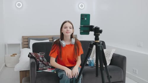Teen Girl Vlogging in Her Bedroom