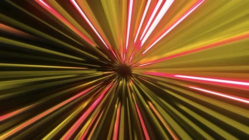 Tunnel lumineux avec lignes au néon