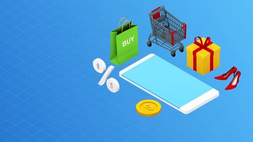 Online Shopping Experience With Smartphone And Ecommerce Icons Animation
