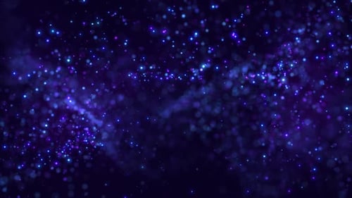 Abstract background of magic particles , particles glow and move with wave energy, beautiful nebula