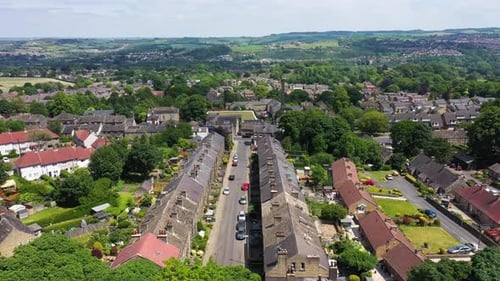 Aerial drone footage of the beautiful village of Almondbury in Huddersfield in the UK