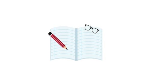 Animated Flat Design Education Icons: Notebook, Pencil, Glasses