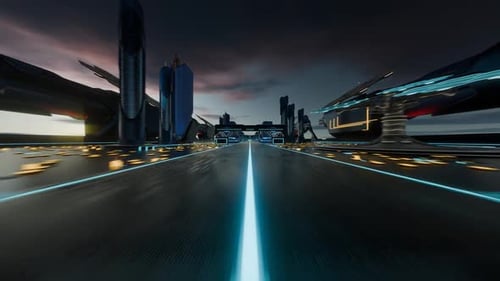 Cyberpunk fantastic city background, with glowing background