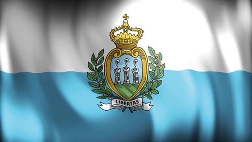 Waving Flag of San Marino with National Emblem Loop