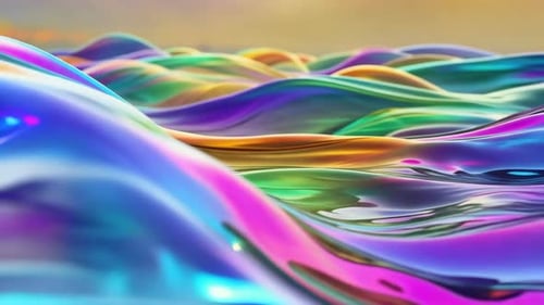 Abstract Flowing Iridescent Liquid Wave Motion
