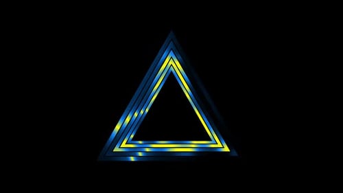 Seamless Looping Abstract Blue Yellow Triangle Tunnel