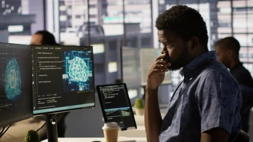 Manager Coming to Check on Progress Done By Programmer Creating AI