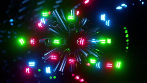 Dynamic Abstract Neon Light Particles Pulsating Background