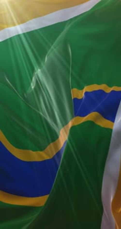 Realistic National Flag Waving with Sunlight Lens Flare