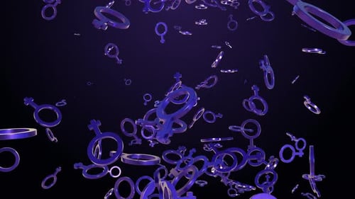 Animated 3D Male and Female Gender Symbols Falling Loop