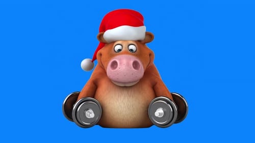 Fun 3D cartoon cow with weights (with alpha channel included)