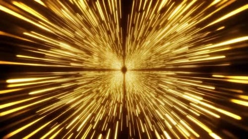 Rayons lumineux dorés abstraits jaillissant du centre Hyperdrive M