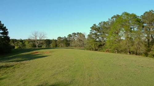 Pretty Drone Flight Over Rural Country Property.