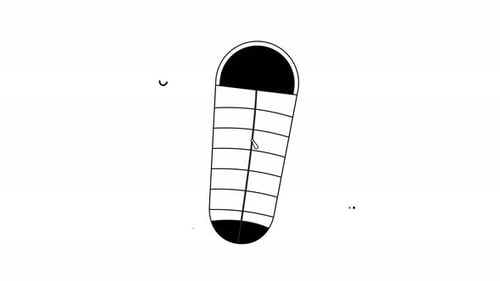 Animated Sketchy Sleeping Bag Icon with Zipper Movement