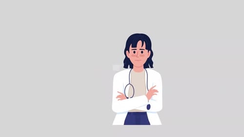 Animated Female Doctor Character Gestures and Alerts