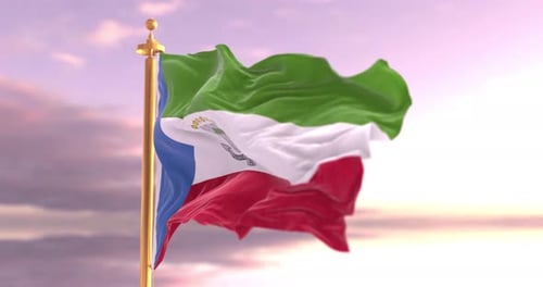 Equatorial Guinea Flag Waving In Realistic Loop