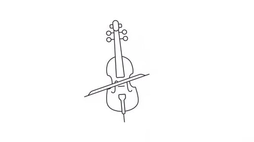 Animated Minimalist Line Art Cello Instrument Playing