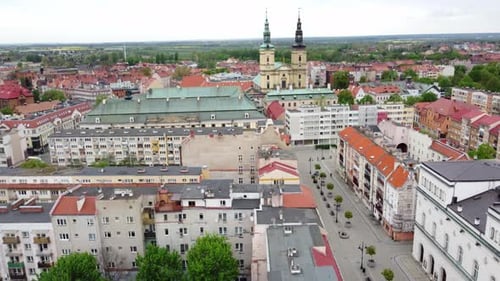 Panoramic Aerial View Of The Medieval Town Of Legnica In Southwestern Poland.