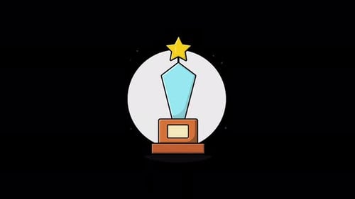 Animated Flat Design Trophy with Star for Awards Celebration