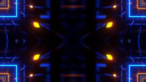 Blue And Orange Futuristic Neon Kaleidoscope Background Vj Loop In 4K