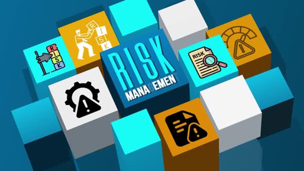 Animated Corporate Risk Management Icons on Geometric Cubes, Motion ...