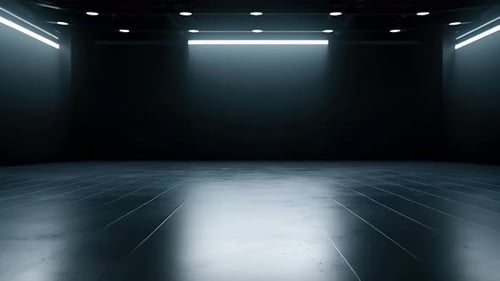 Modern Dark Studio Logo Reveal with Reflective Floor and Ambient Lighting