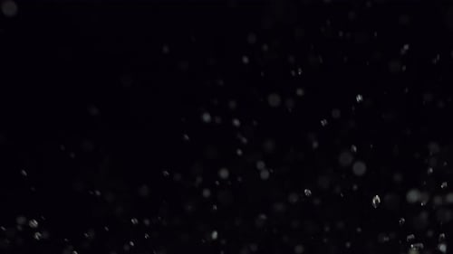 Water Droplets Rising on Black Background