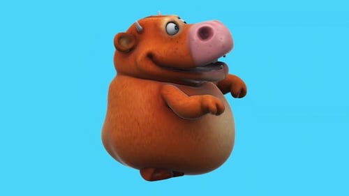 Fun 3D cartoon cow dancing (with alpha channel)