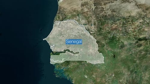 World Map Zoom to Senegal Country Highlight Animation
