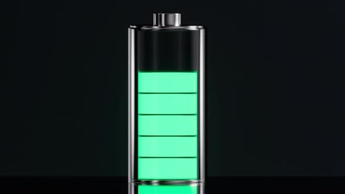 3D Battery Charging Animation with Green Power Indicator Loop