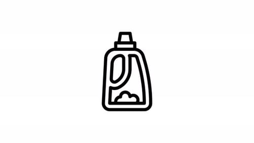 Animated Minimalist Line Icon of Laundry Detergent Bottle