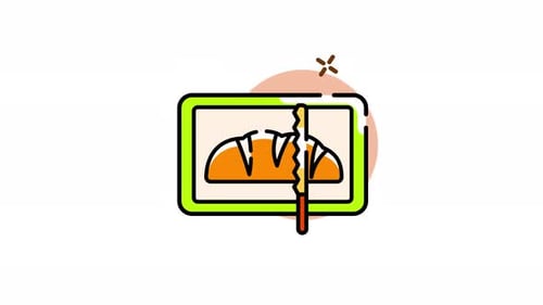 Animated Flat Design Icon of Bread Slicing
