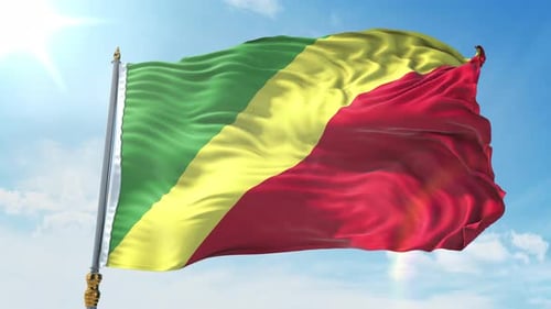 Waving Flag Animation with Green Yellow and Red Colors